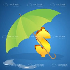Dollar sign under umbrella